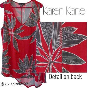 Karen Kane Red Floral Asymmetric Sleeveless Top/ 2X